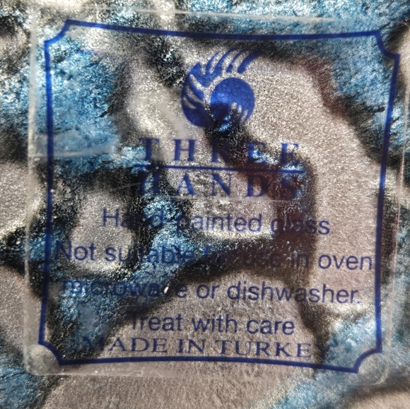 Three Hands Coral Blue Dish Platter Plate Hand Painted Sea Ocean Beachy Look - Picture 4 of 10